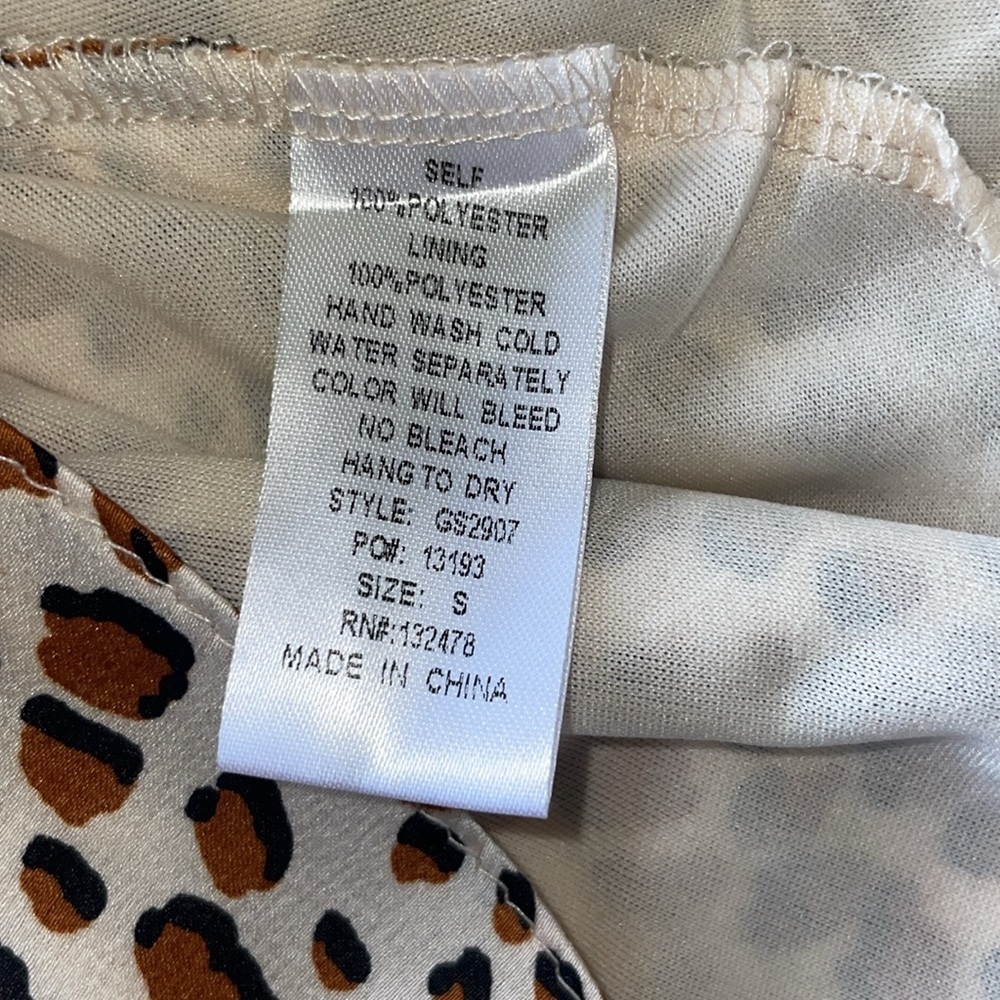 NWT Glam Smocked Layered Ruffle Skirt Satin Flouncy Leopard Animal Print Size S - Picture 9 of 12